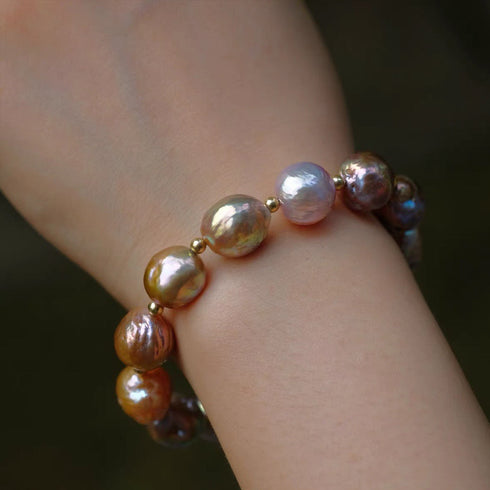 Multi-Color Irregular Baroque Pearl Bracelet - Unique Natural Beauty